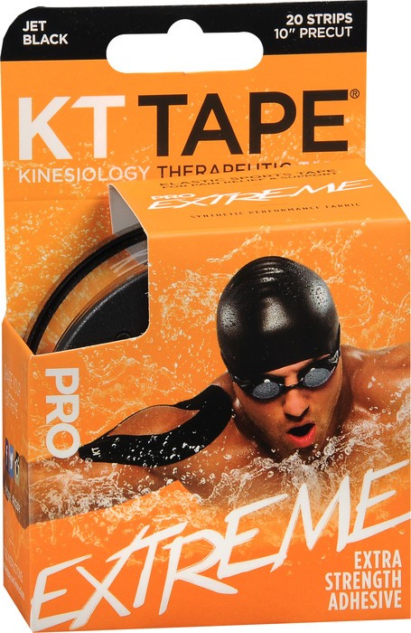 KT Tape Kinesiology Tape Pro Extreme Strips Jet Black 20 EA