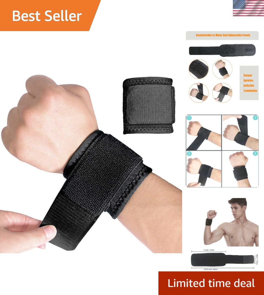 Breathable Neoprene Wrist Support Brace – 2 Pack for Weightlifting & Comfort