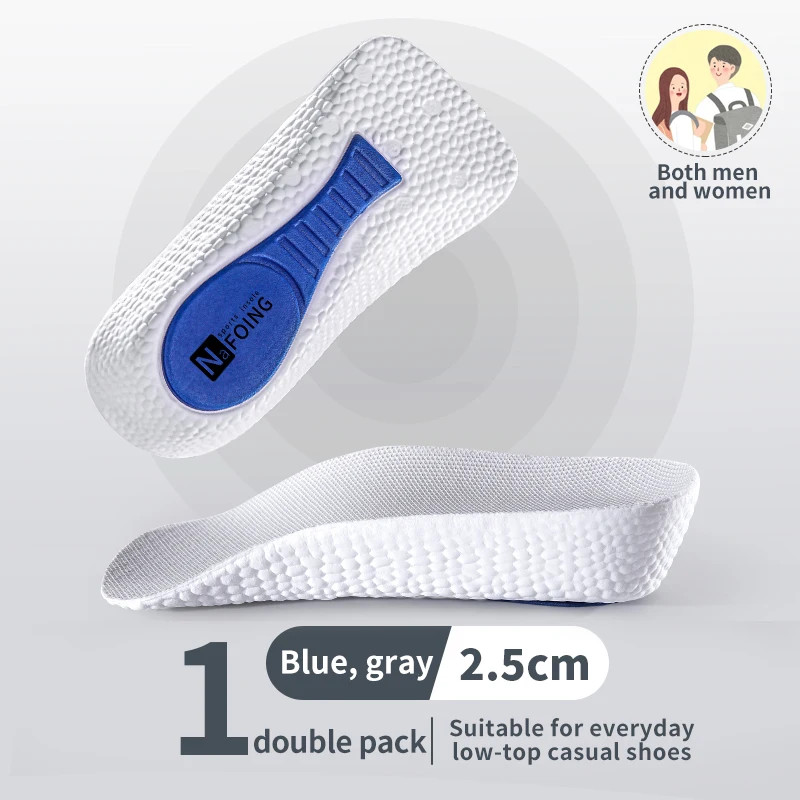 Memory Foam Height Increase Insoles for Men Women Shoes Flat Feet Arch Support