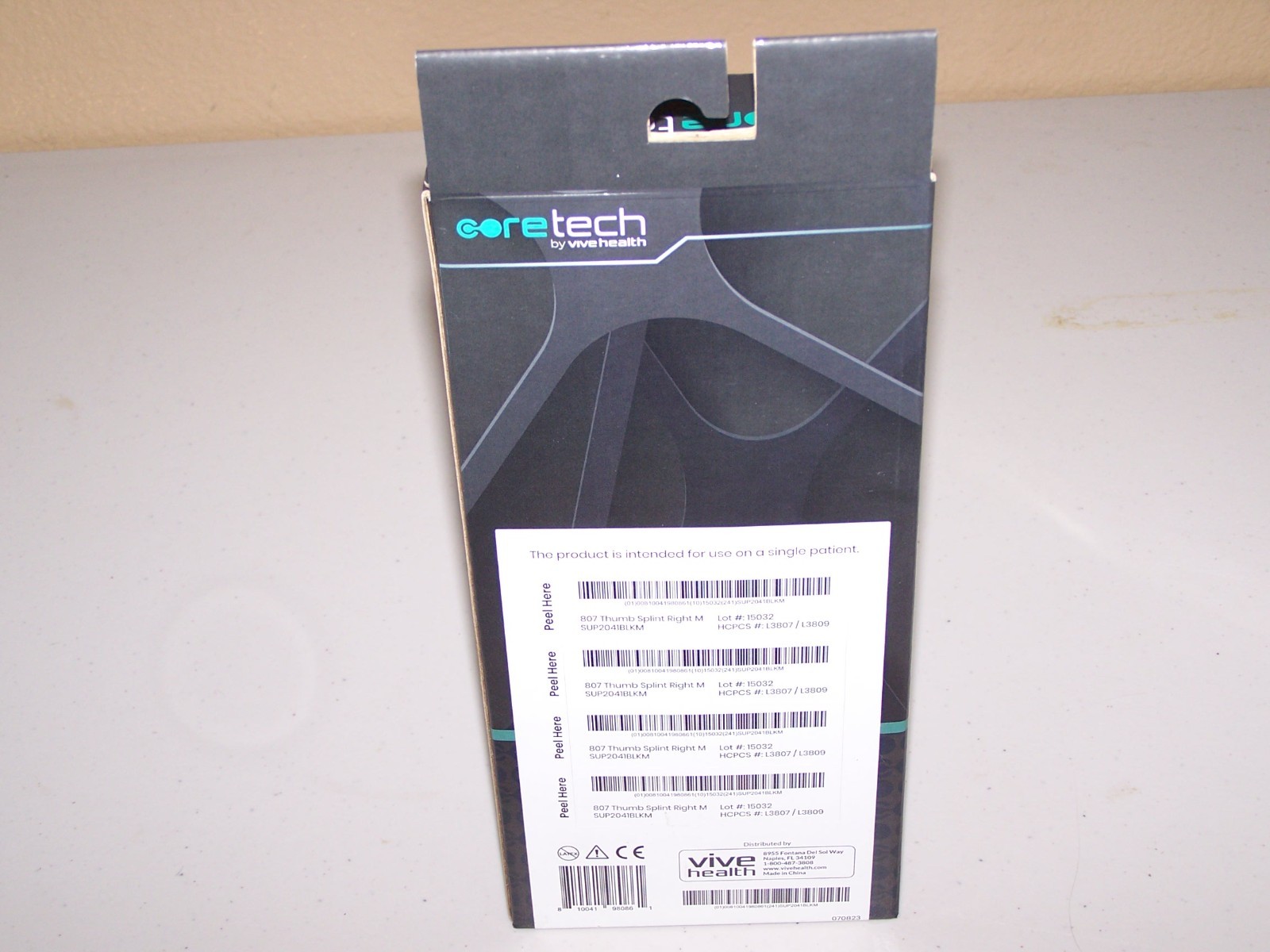 CORETECH #807 THUMB SPLINT RIGHT HAND BLACK MEDIUM NEW