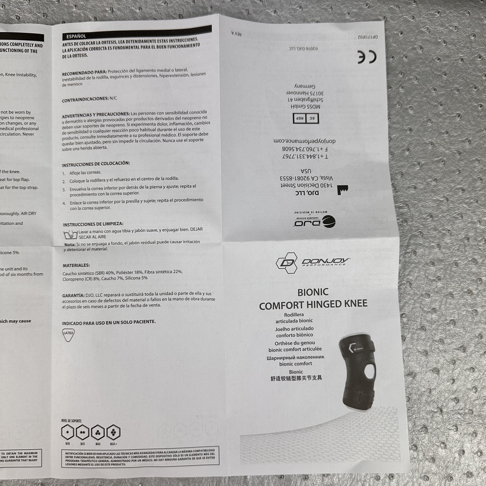 DonJoy Performance Bionic Comfort Hinged Knee Brace S/M Patella Stabilization