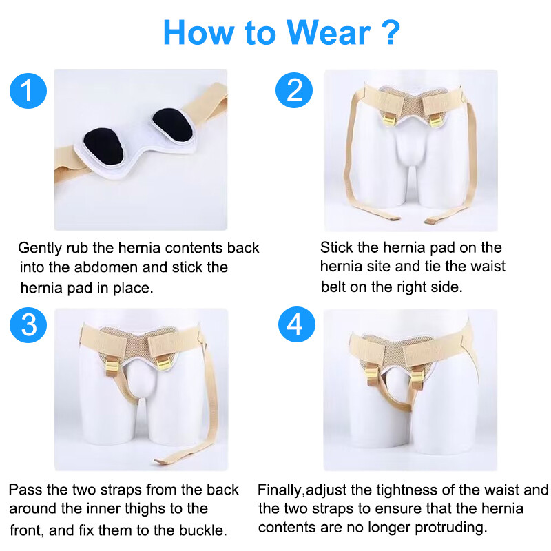 Mens Inguinal Groin Hernia Support Belt Hernia Pain Relief Truss Brace & 4 Pads