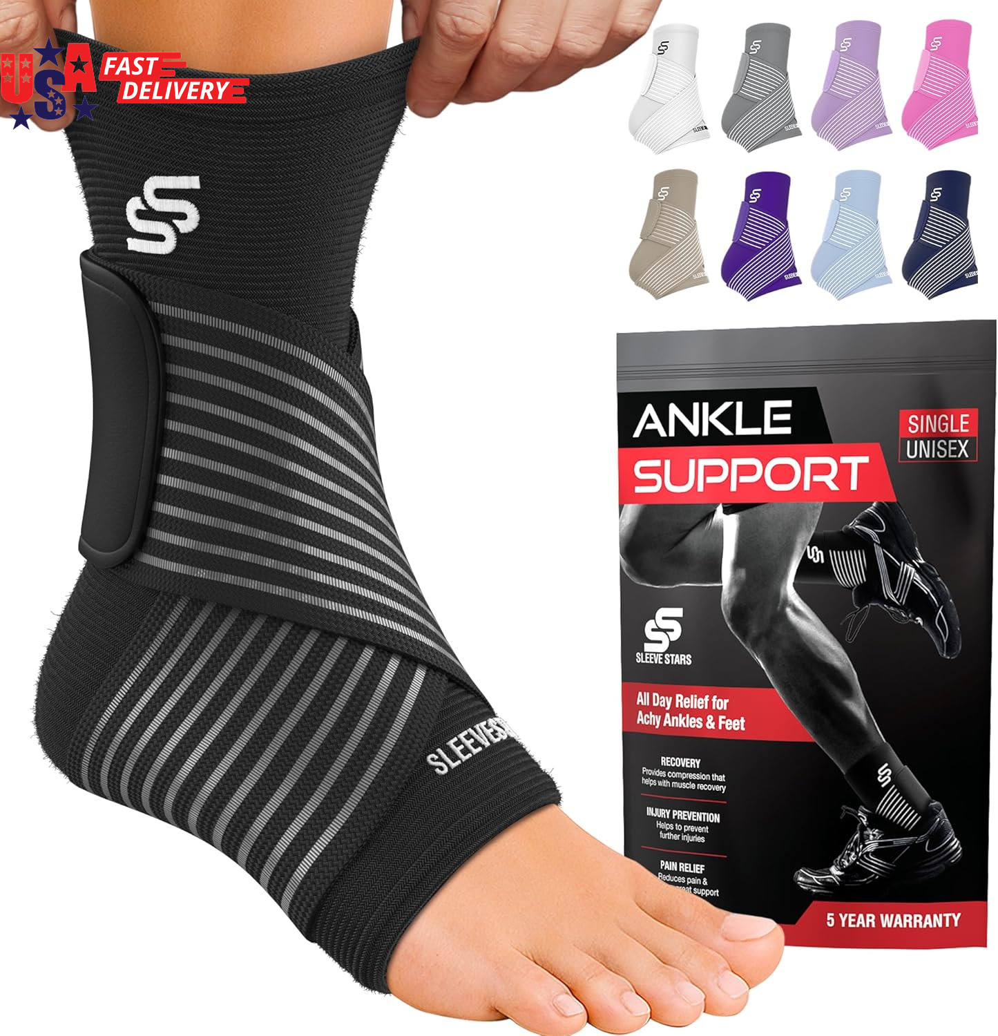 Sleeve Stars Ankle Brace for Women & Men, Ankle Wrap for Sprain, Compression Sle