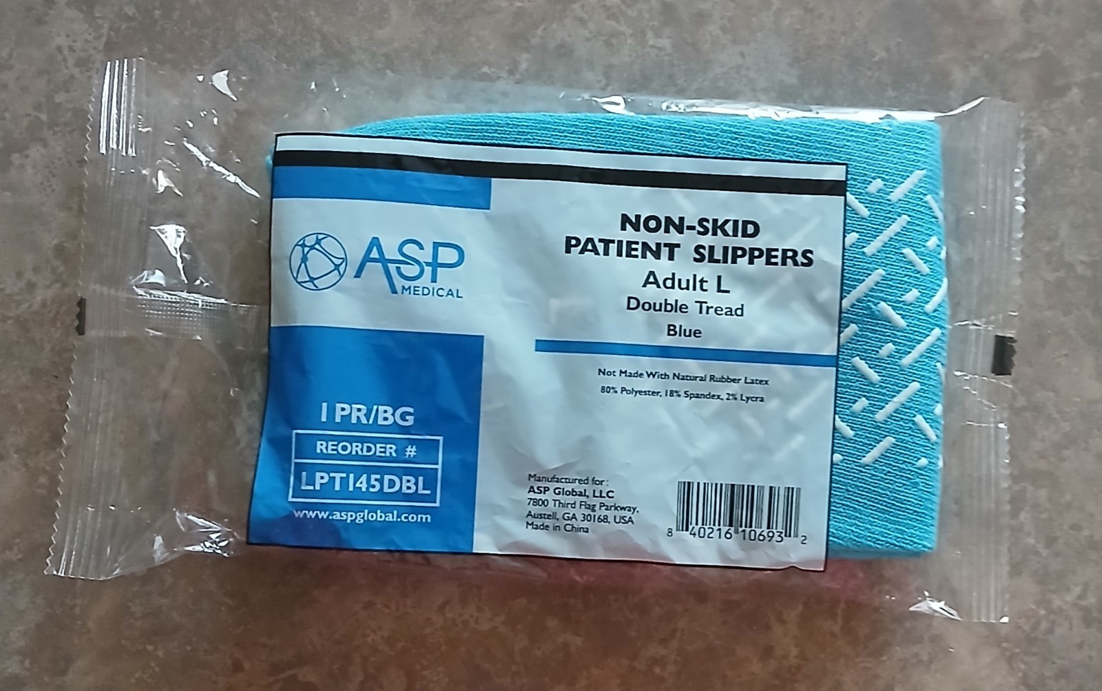 ASP Medical Non-Skid Patient Slippers, Double Tread , Blue, Adult, Size L