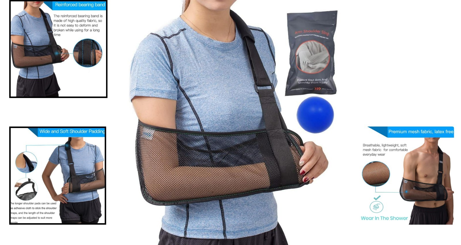 Pain-Relief Mesh Arm Sling – Adjustable Support for Elbow, Wrist Injury Recovery