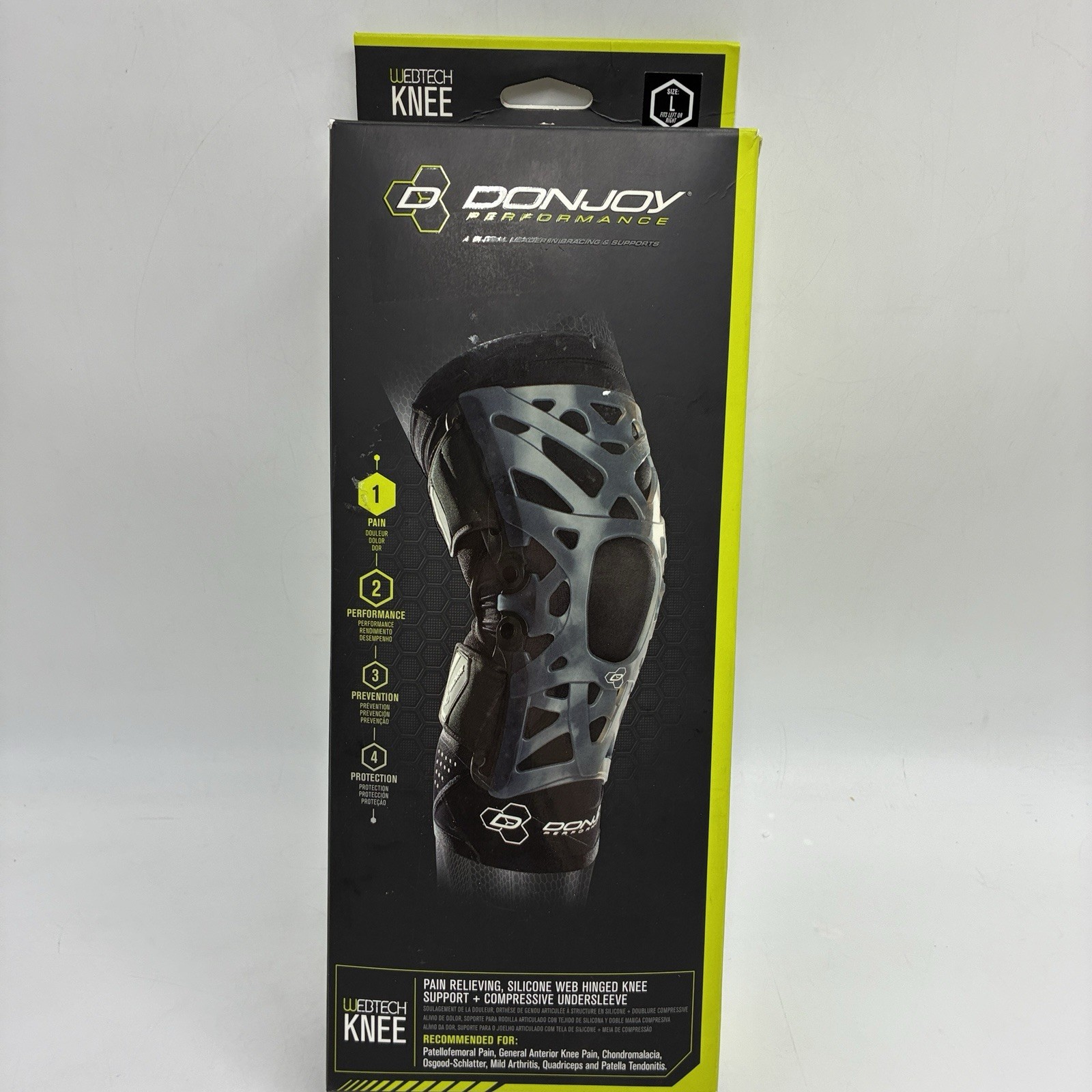 DonJoy Performance WEBTECH Knee Support Brace with Compression Undersleeve L