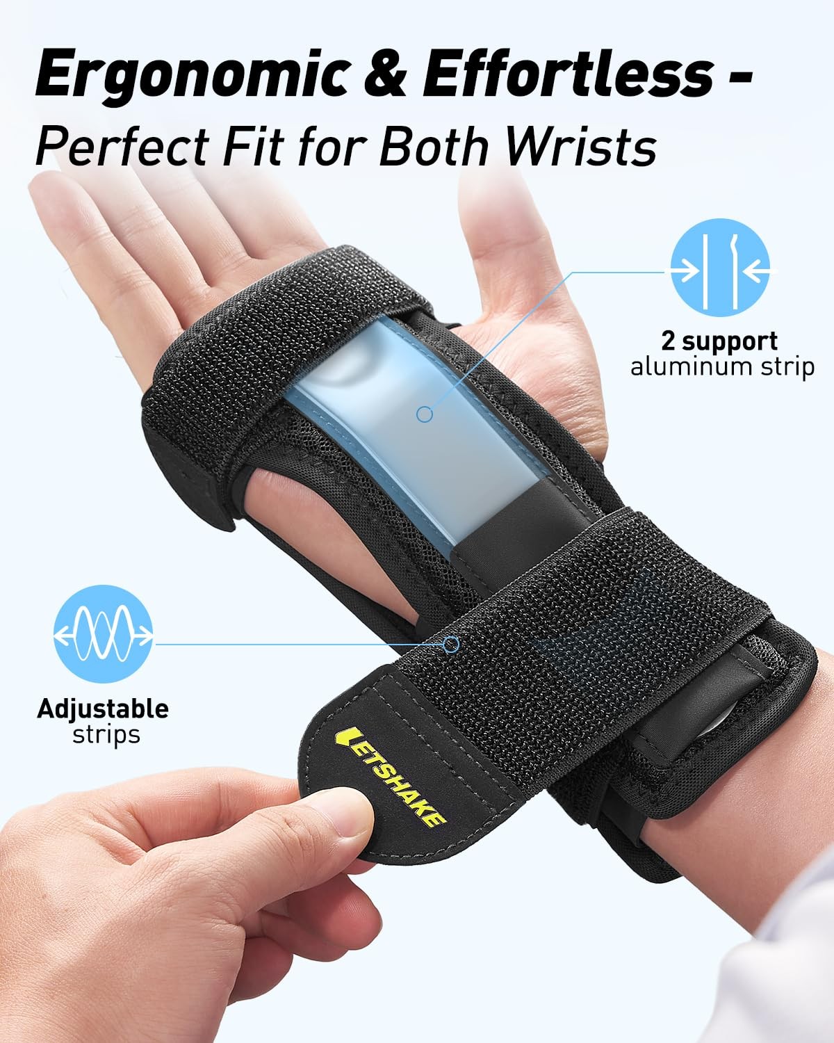 Carpal Tunnel Wrist Brace Support, Metal Splint Stabilizer Left & Right Hand