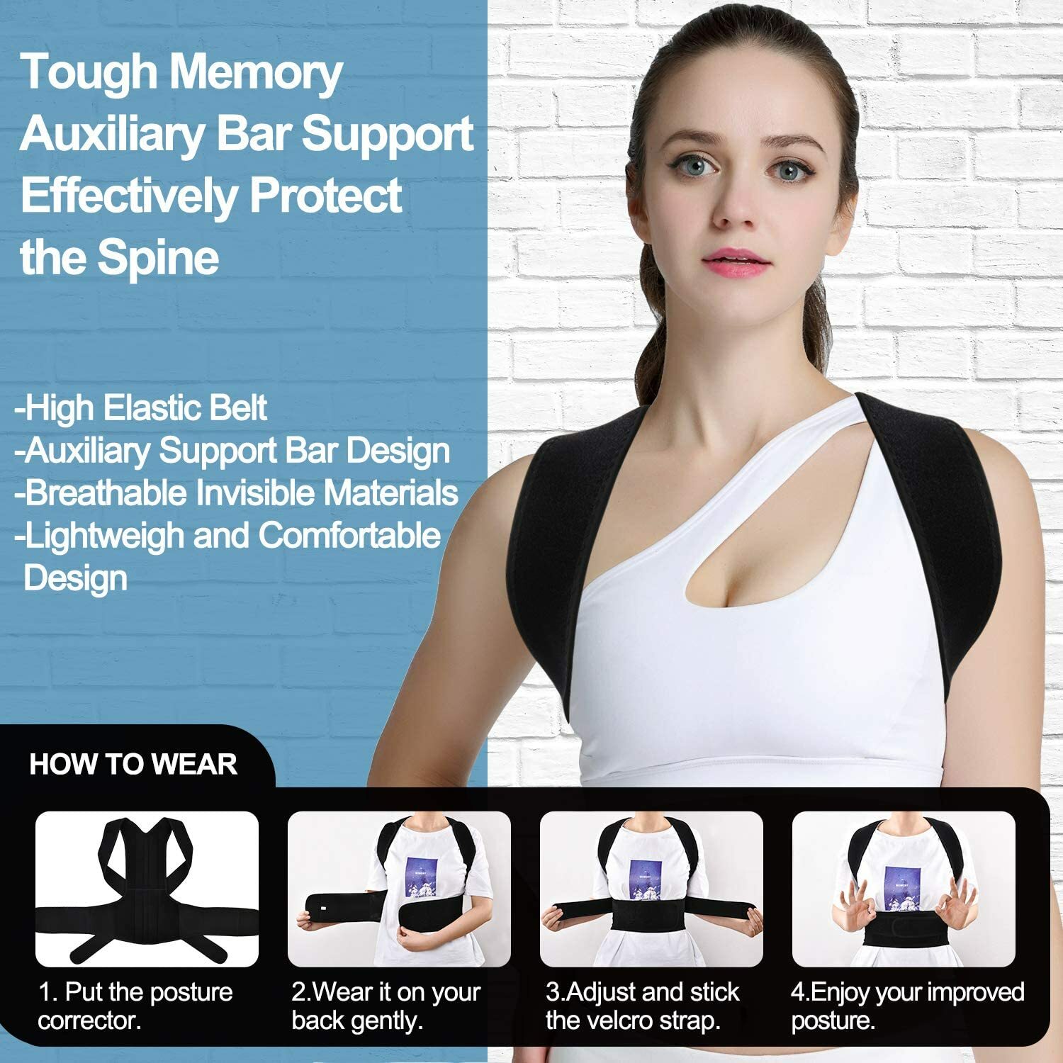Magnetic Back Posture Corrector Shoulder Straightener Brace Neck Spine Support
