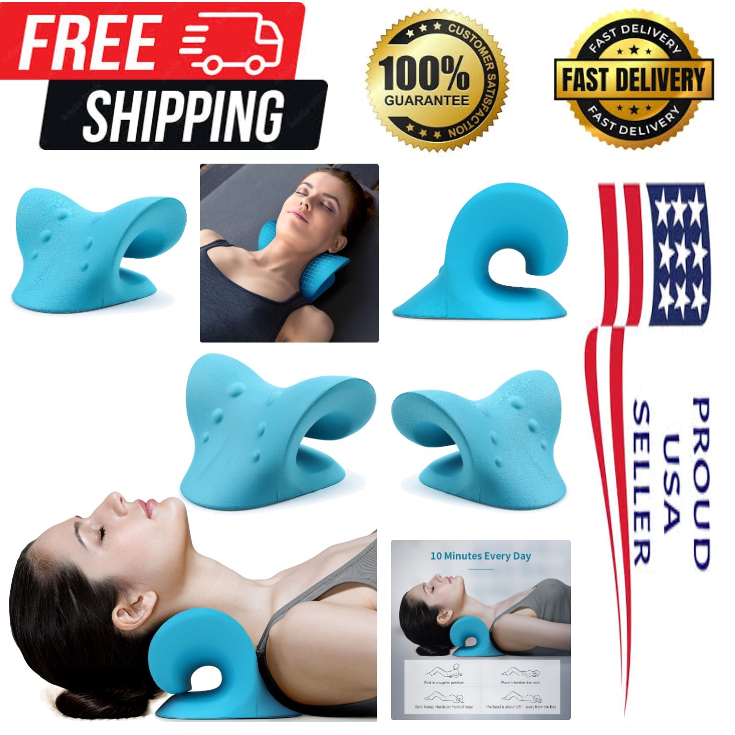 Portable Cervical Traction Device for Neck Pain Relief with Memory Foam Comfort
