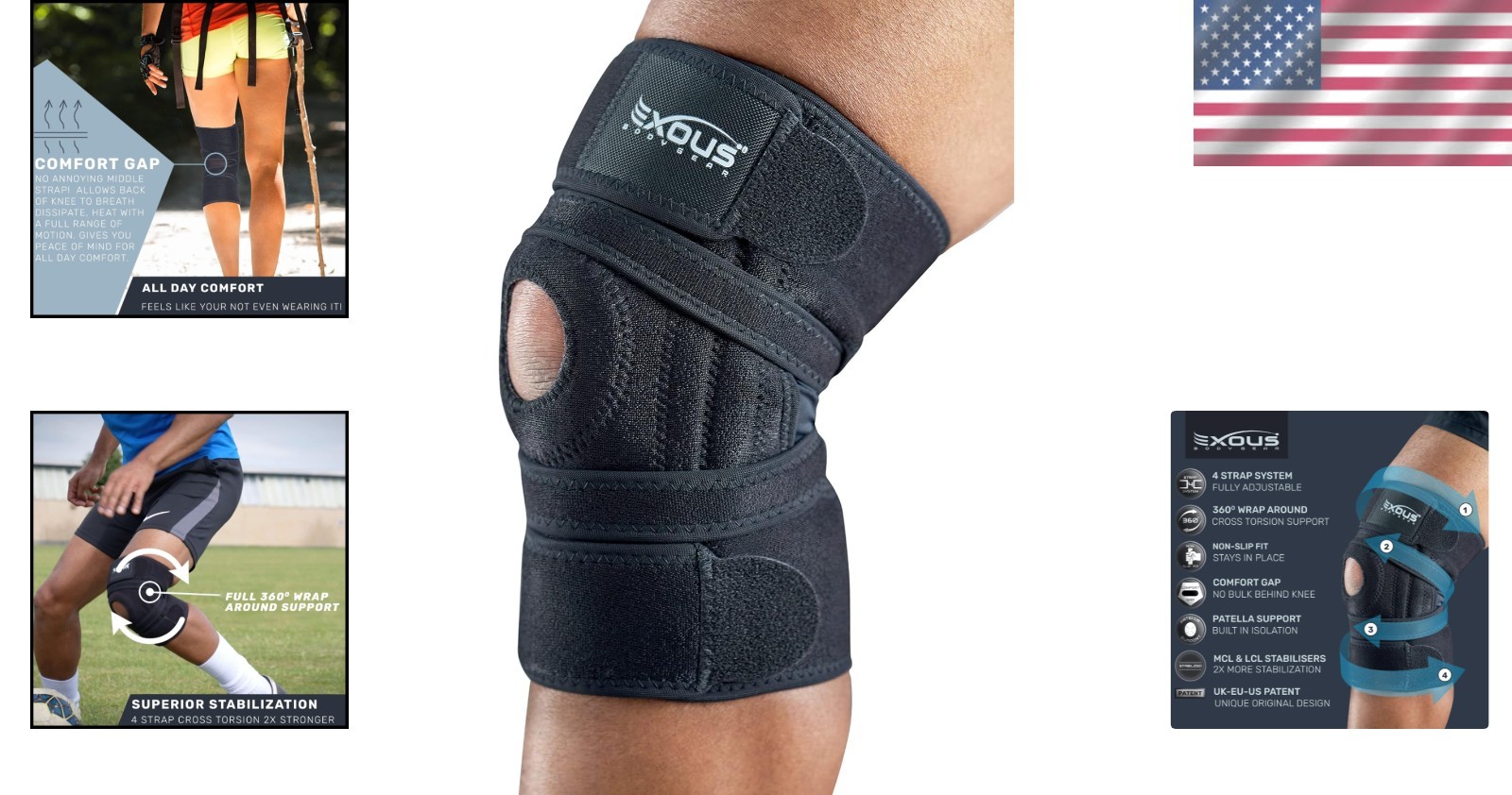Open-Back Adjustable Knee Brace for Enhanced Comfort and Support – Medium Size