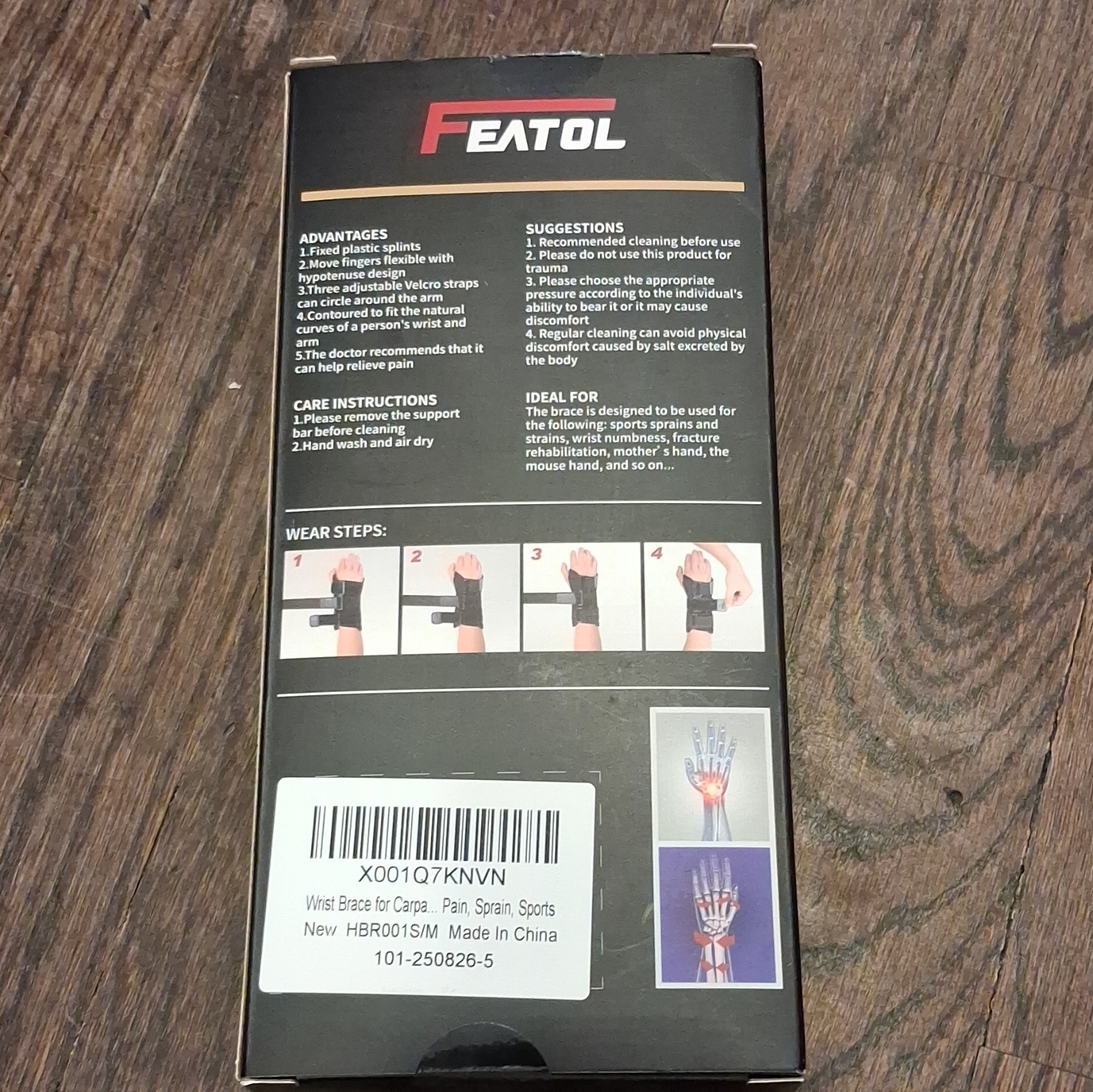 FEATOL Adjustable Wrist Brace Stabilization Support Right Hand S/M Never Used