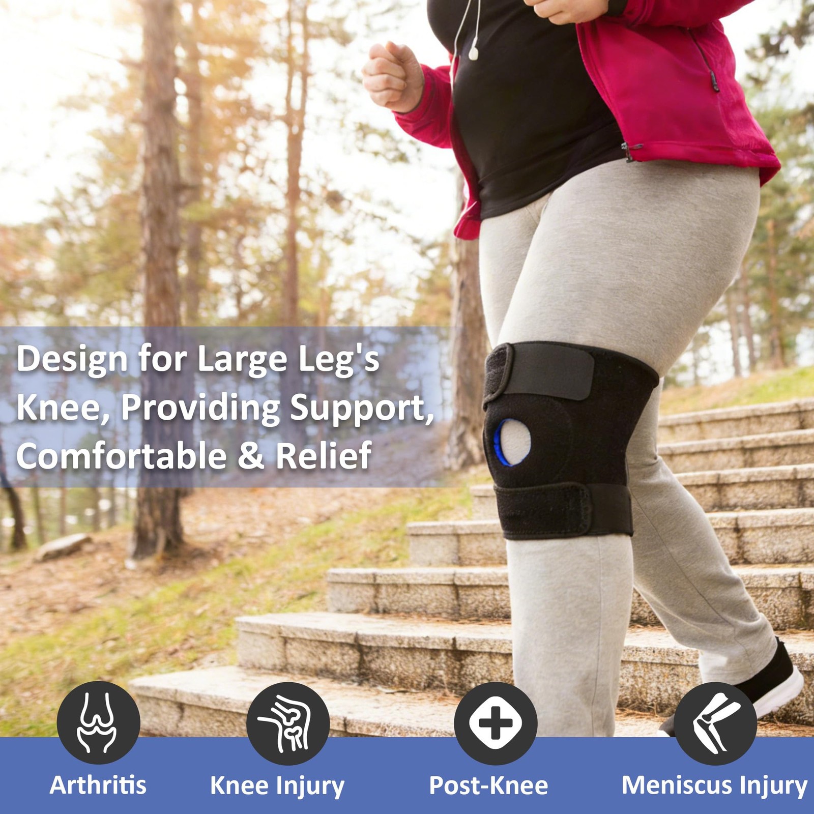 Plus Size Knee Brace for Obese Women & Men Adjustable Knee Support for Menis…