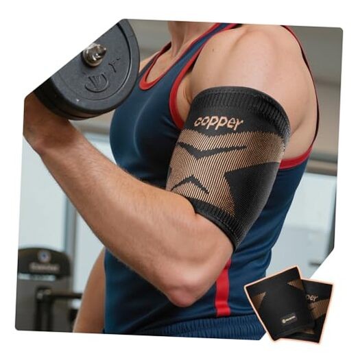 Copper Bicep Tendonitis Brace [Medical-Grade ＆ Ultra Comfort] Large Deep Gold