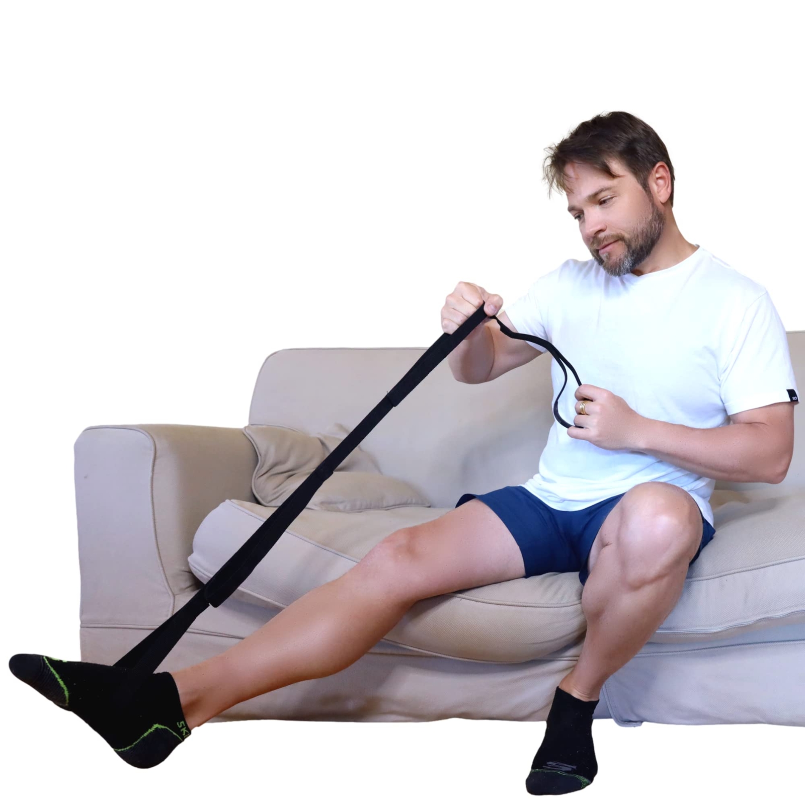 Extra Long Leg Lifter Strap with Loops Aids Mobility After Hip or Knee Surgery