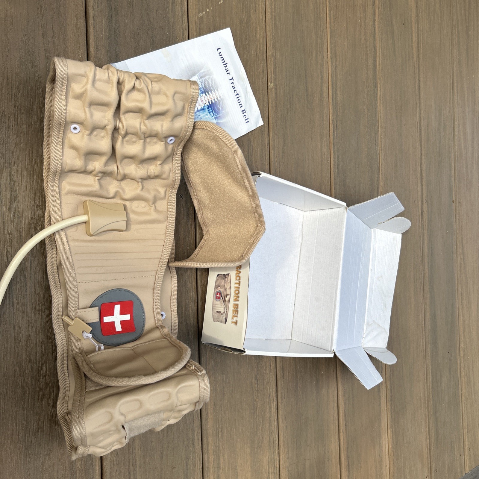 Spinal Air Traction Belt Lumbar Waist Brace Decompression Back Support Tan