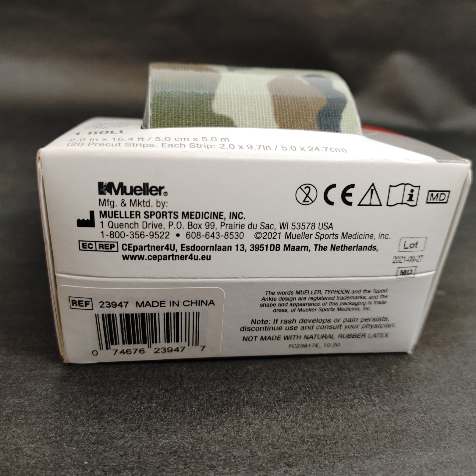 Mueller Typhoon Kinesiology Therapeutic Tape Camo 1 Roll 2 in x 16.4 ft