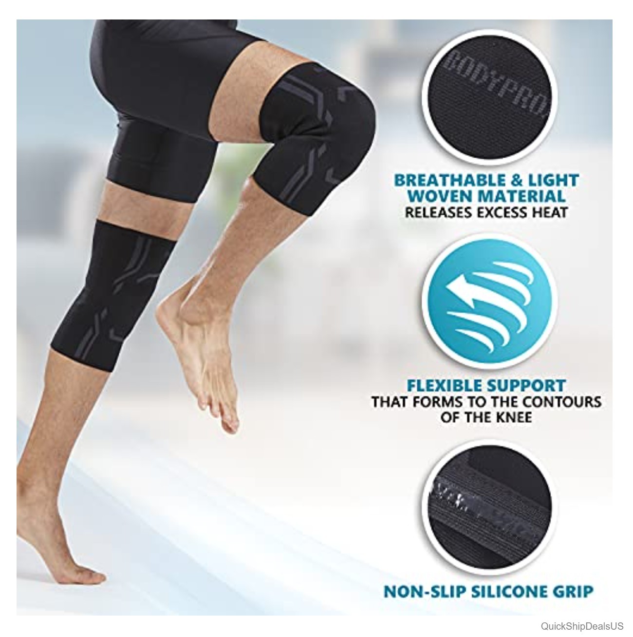 Knee Compression Sleeve 2 Pack Medium Running Workout Support Brace Nylon