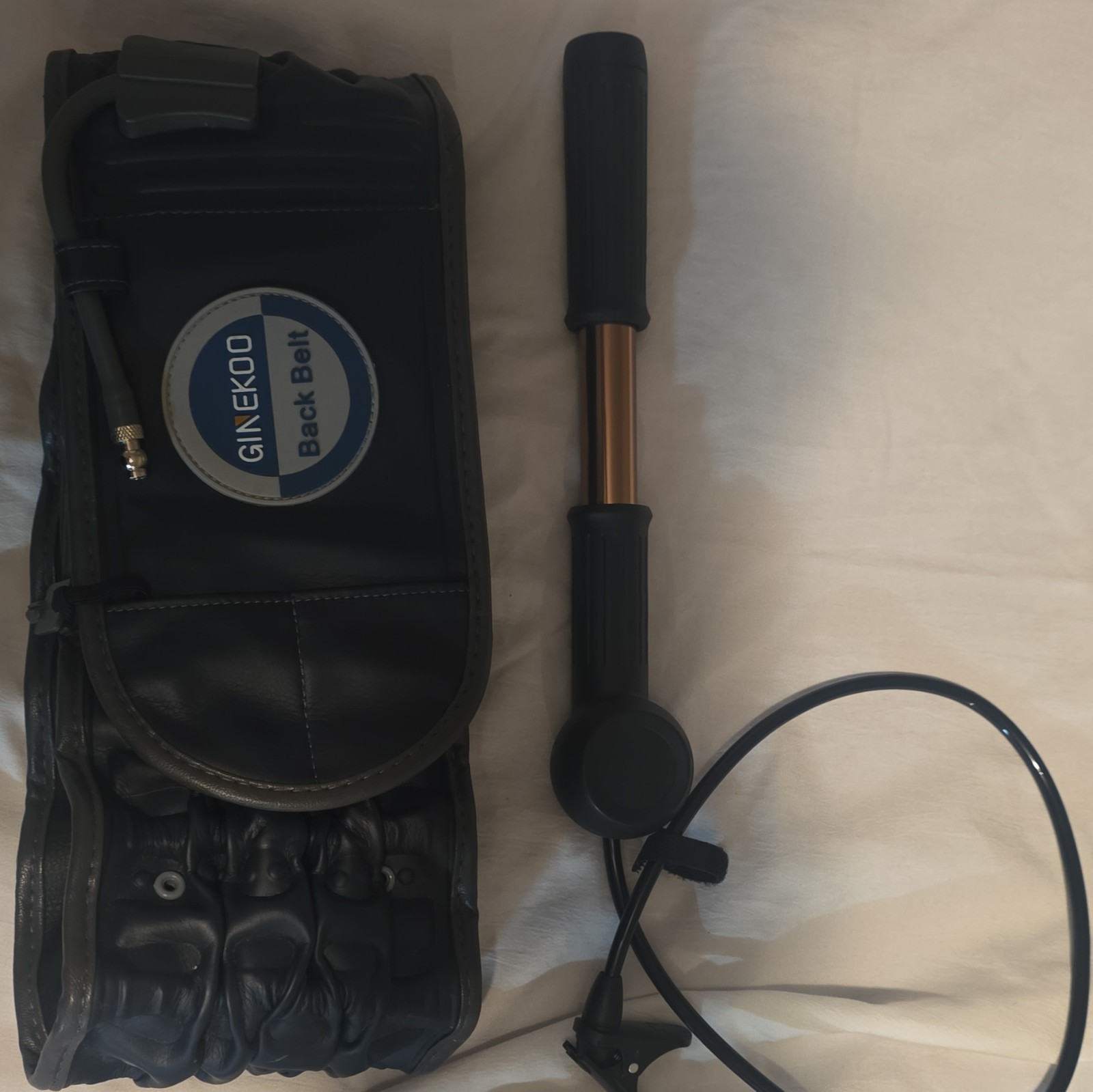 GINEKOO Black Adjustable Lumbar Support Back Belt w/ Hand Pump, One Size