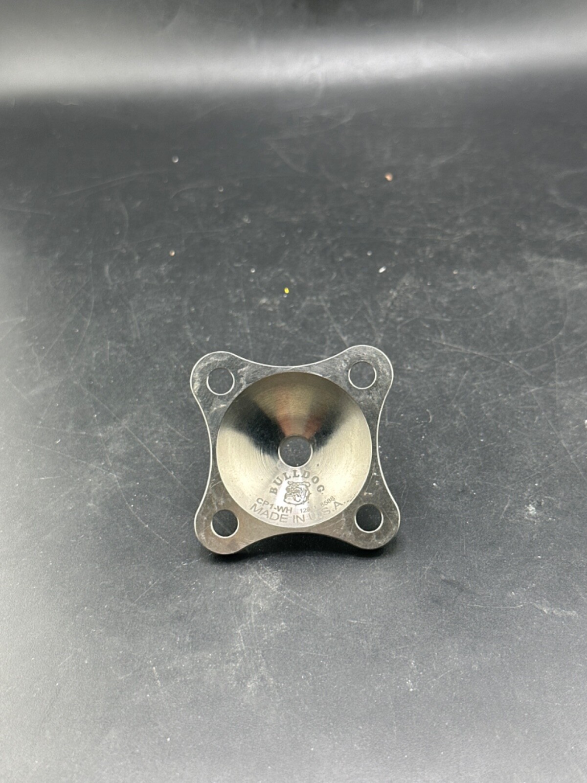 Prosthetic component adapter part. Bulldog prosthetic 4 hole pyramid