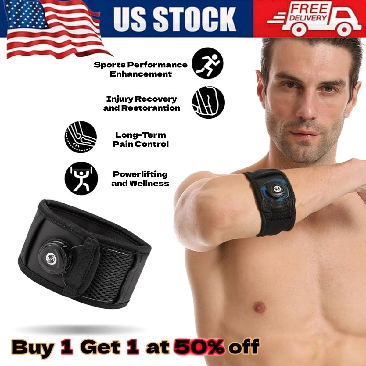 Elbow Sleeve Brace Wrap Adjustable Support Arm Arthritis Tendonitis Pain Relief