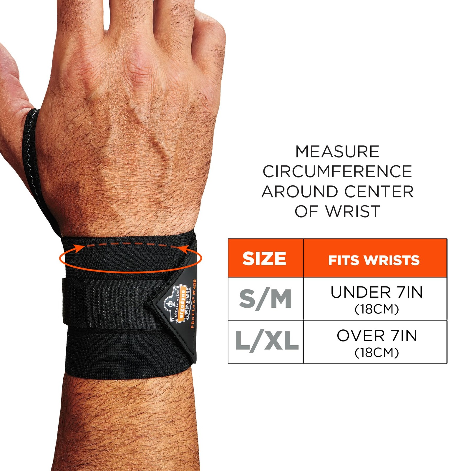Wrist Support Wrap with Thumb Loop Adjustable Compression Brace Black S/M