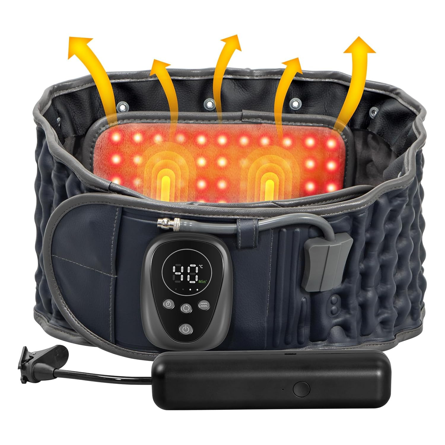 Red Light Massage Decompression Belt for Instant Lower Back Pain Relief, Pump up