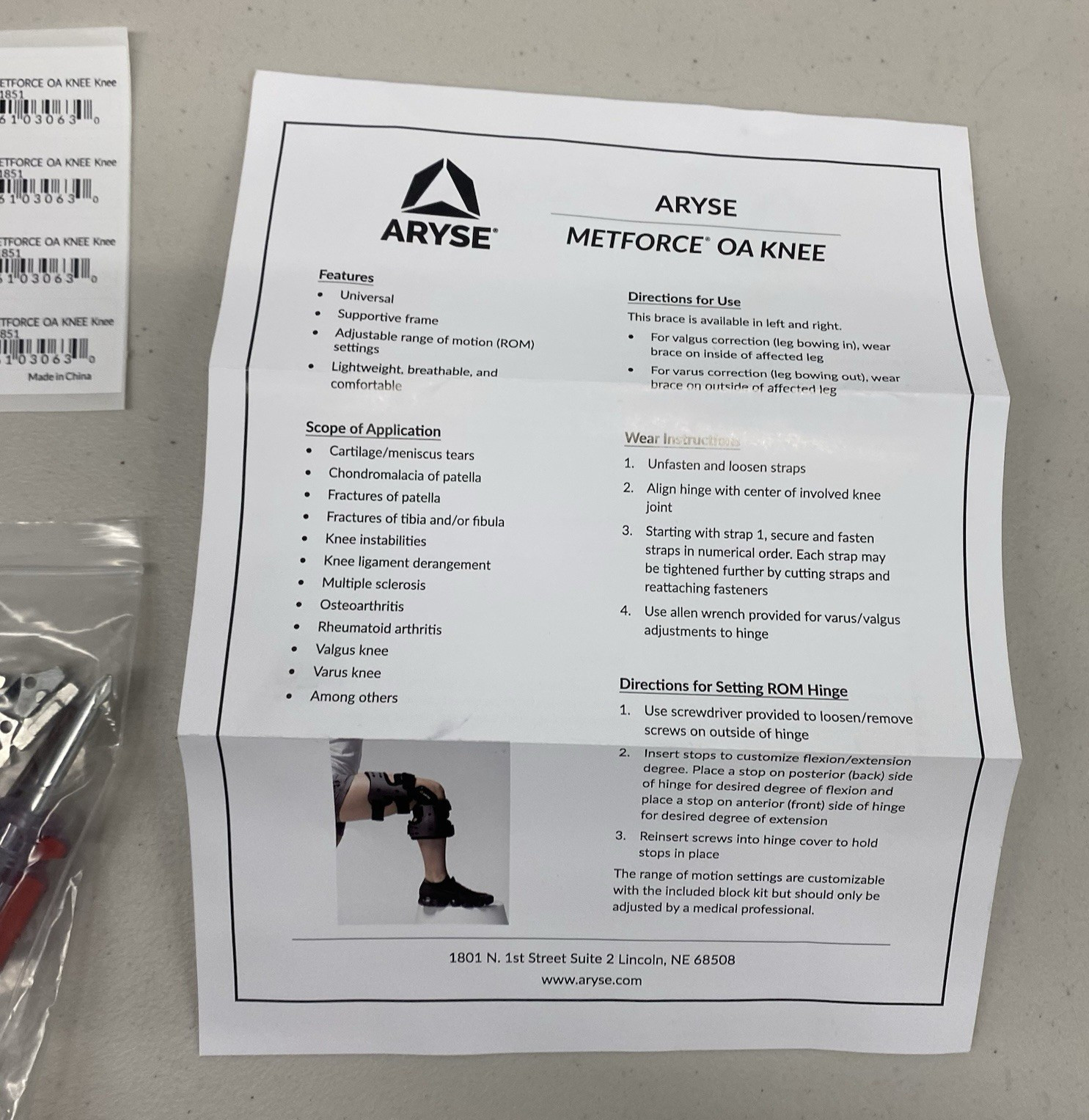 Aryse Metforce OA Knee Right Universal AY-43 Brand NEW