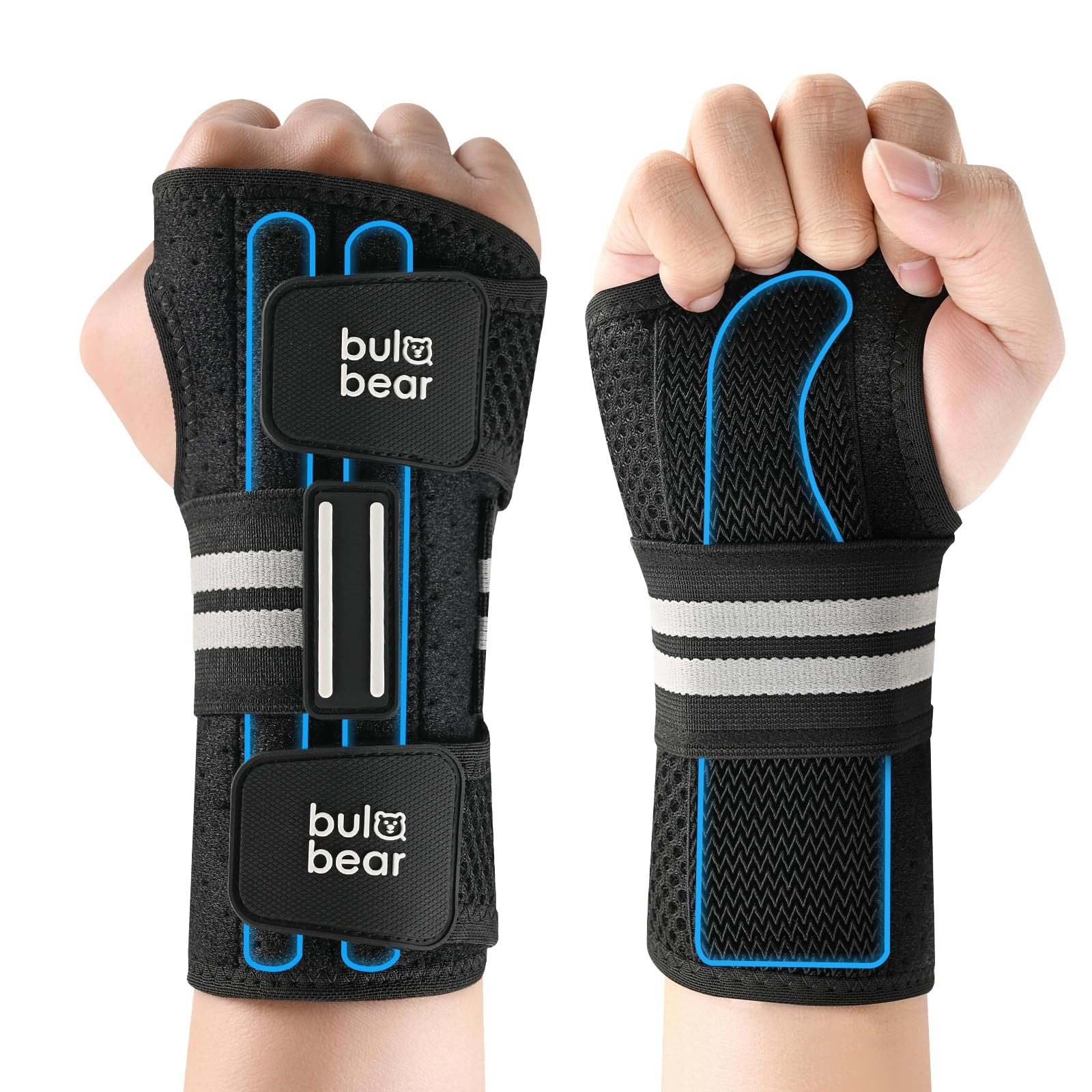 Ergonomic Carpal Tunnel Wrist Brace with 3 Splints, Breathable Support for Pain