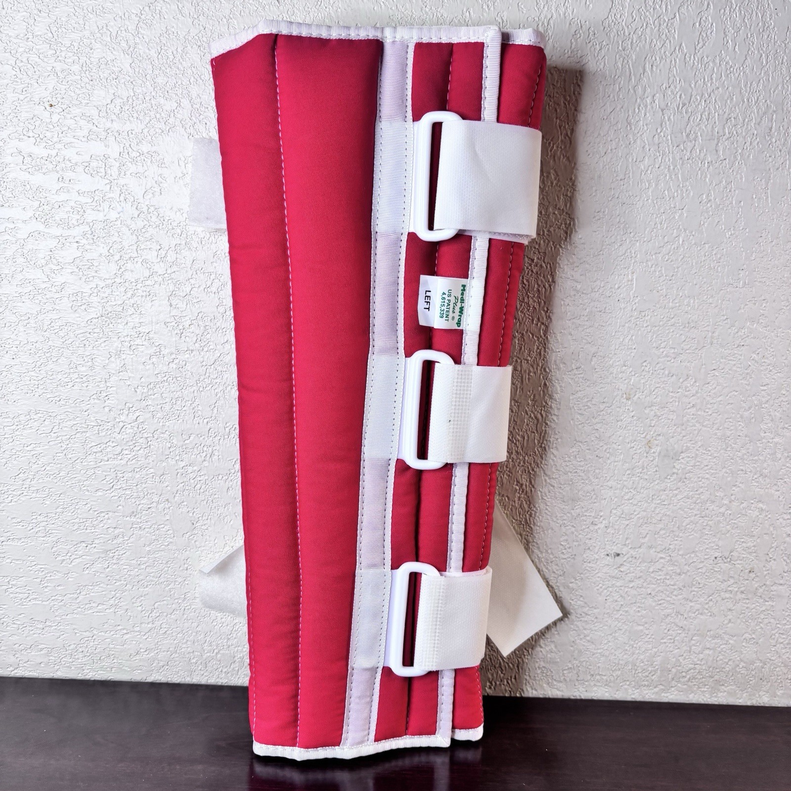 Vintage Medi-Wrap Compression Leg Brace For Left Leg – Red & White 14.5” Long