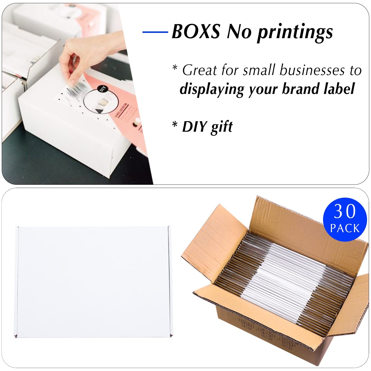 11x8x2 White Cardboard Boxes – 30 Pack Shipping for 11 x 8 x 2,
