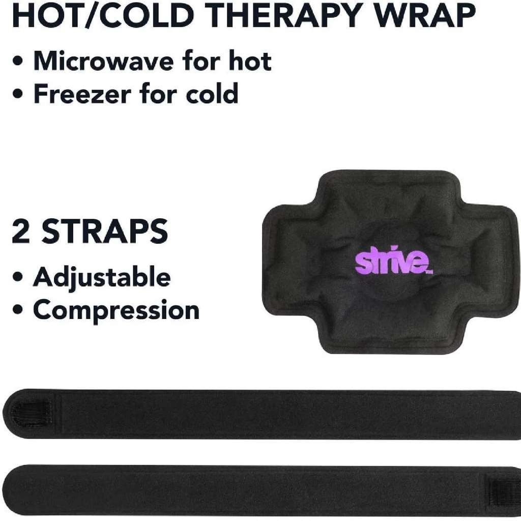 Strive Reusable Hot/Cold Therapy Ankle Compression Wrap Black One Size