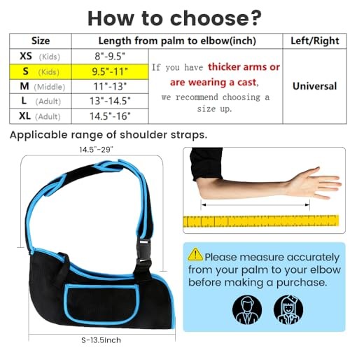 mosago Kids Arm Sling, Lightweight Breathable Mesh Shoulder S (Kids) Blue