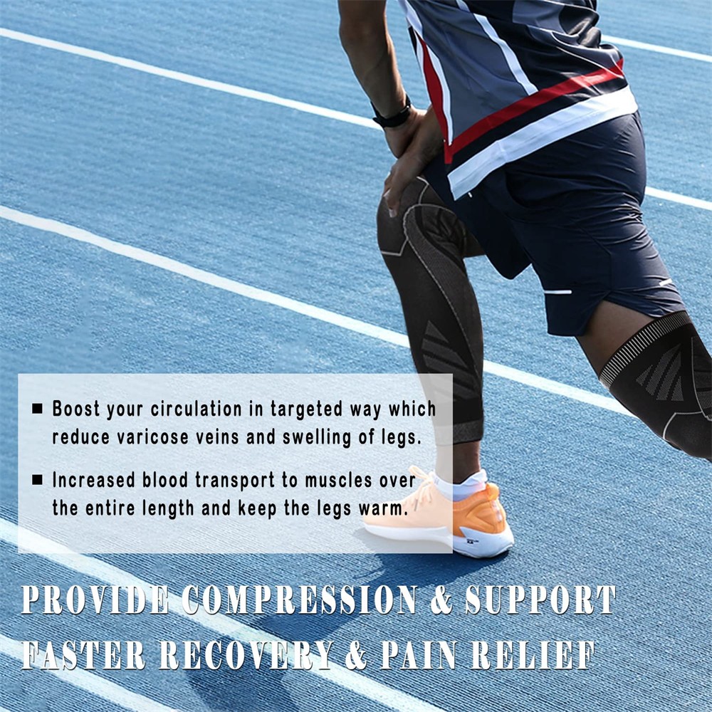 Full Leg Compression Sleeve Knee Support Brace for Sports Pain Relief