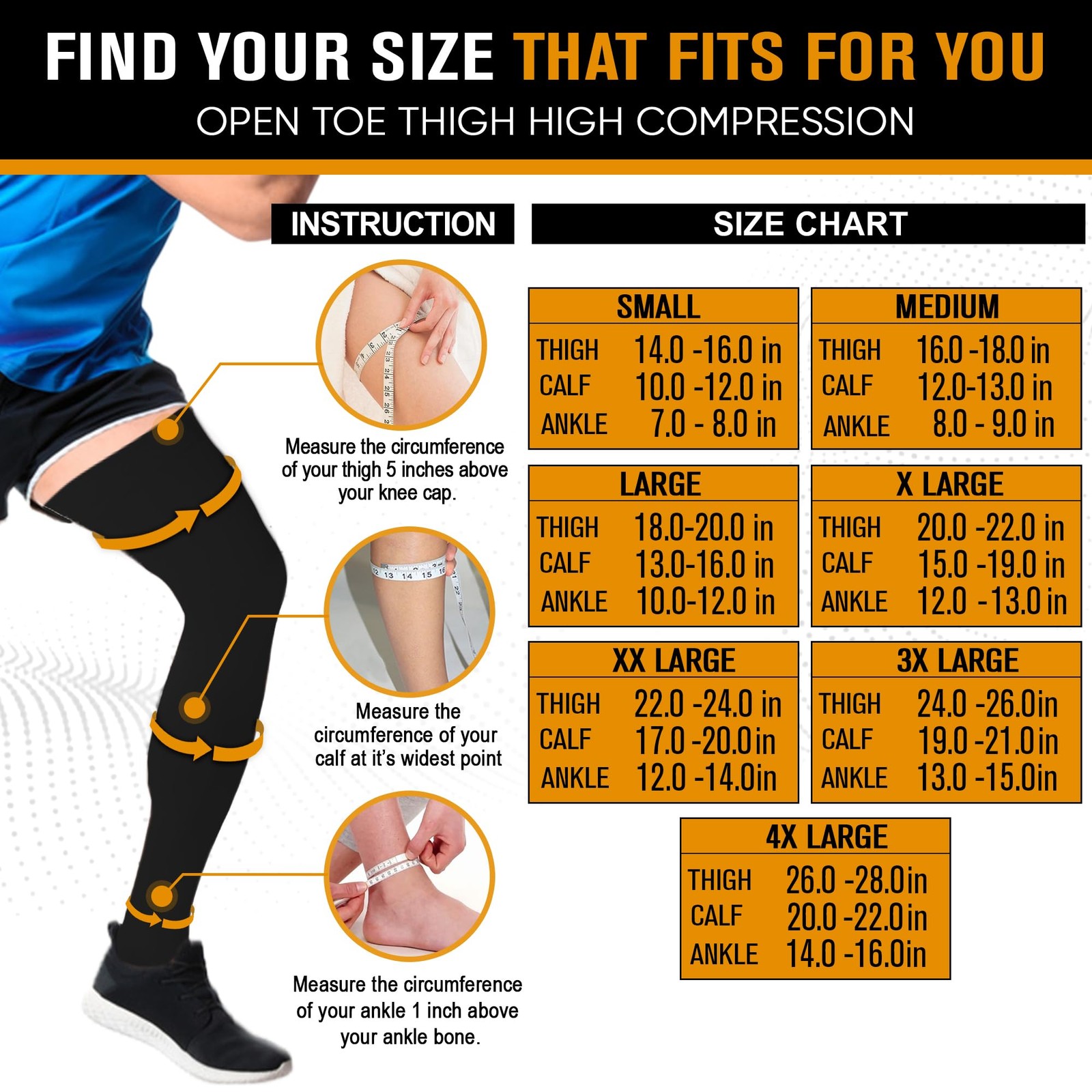 Thigh High Compression Socks 20-30mmHg