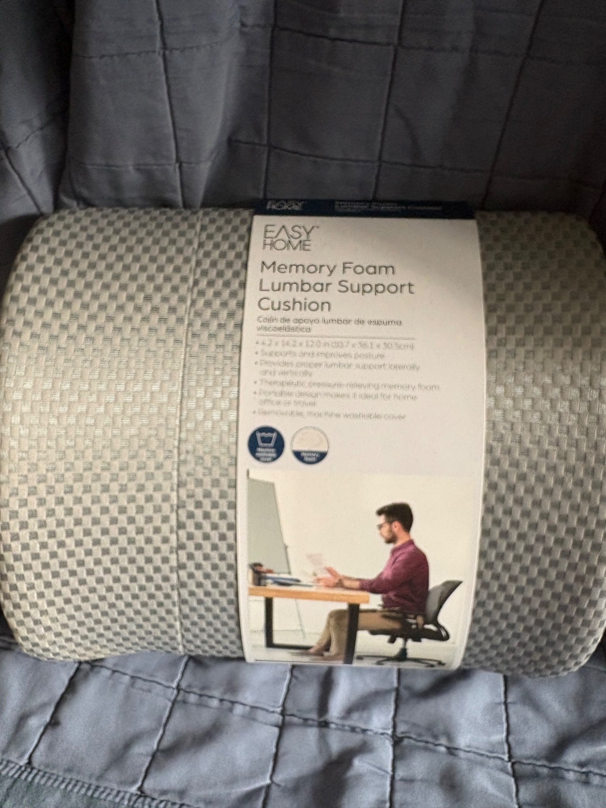 EASY HOME ALDI LIGHT GRAY MEMORY FOAM LUMBAR SUPPORT CUSHION – NEW