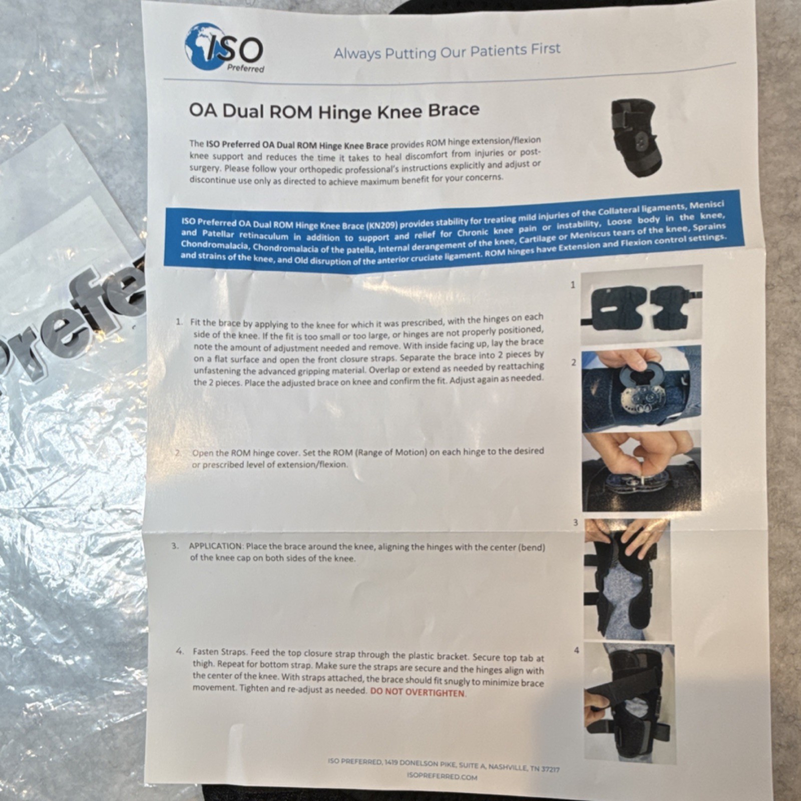 ISO Preferred OA Dual ROM Hinge Knee Brace ISO-KN209 Universal Adjustable Black