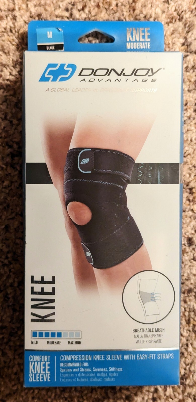 DonJoy Advantage Comfort Knee Sleeve Moderate Compression Medium Black
