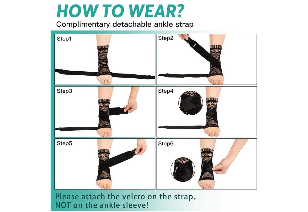 INDEEMAX Ankle Sprained Anklet Compression Sleeve Copper Infused Support