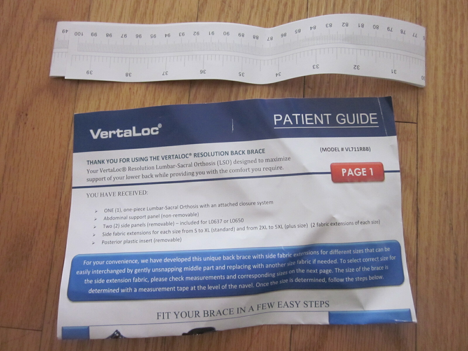 VERTALOC VL711rbb Adjustable Resolution Back Brace w Patient Guide, Black