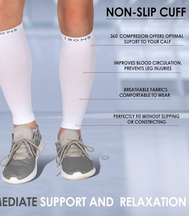 Lot Of 4 TRONS Calf Compression Sleeves Travel Sport Pain Vein BLACK Size XLARGE