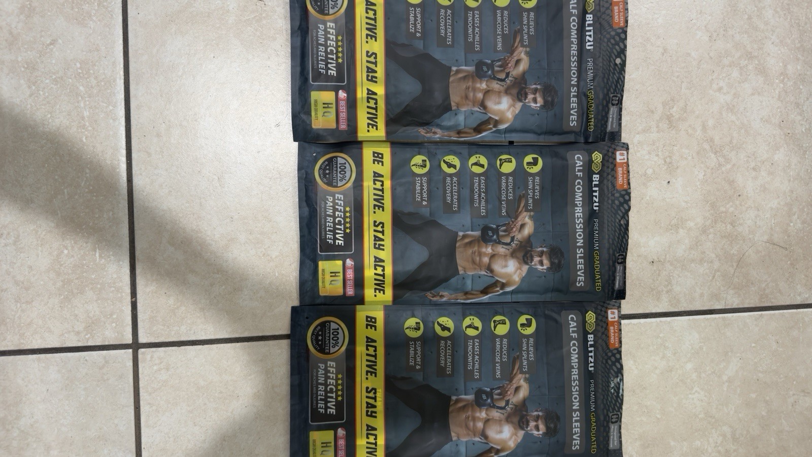 Blitzu premium graduated calf compression sleeves For Pain Relief Set Of 3