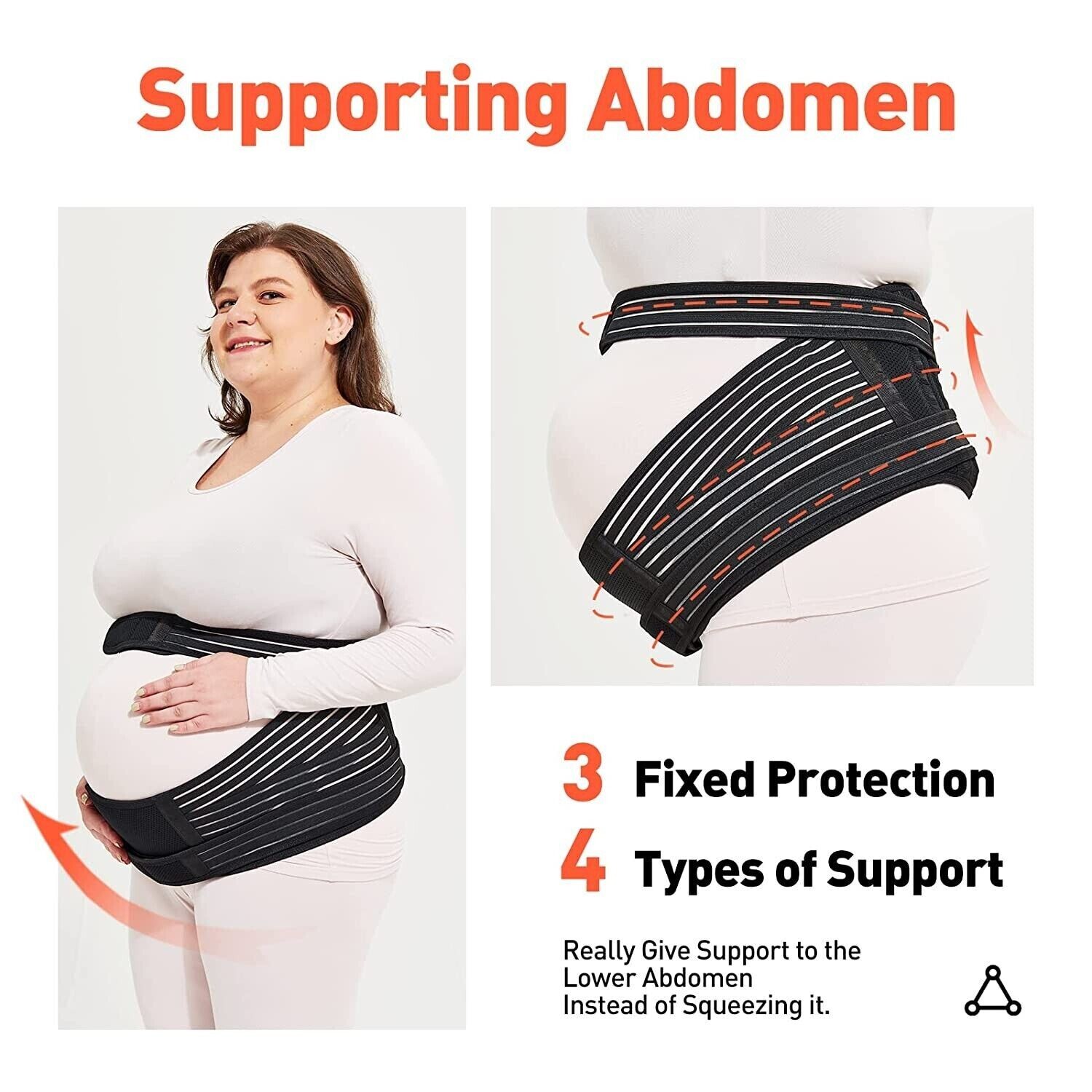 ECOPARTY Maternity Belt, Belly Band Waist Abdominal Back Support~BLK-3XL