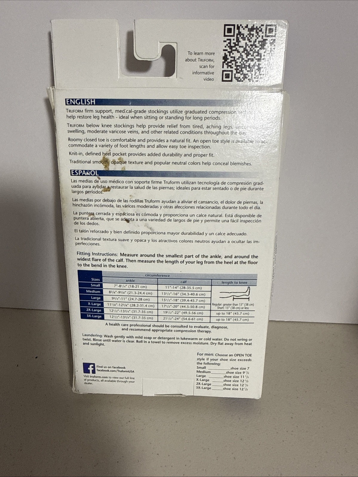 Truform 20-30 Below Knee Compression Stockings Open Toe Beige 8865 Large