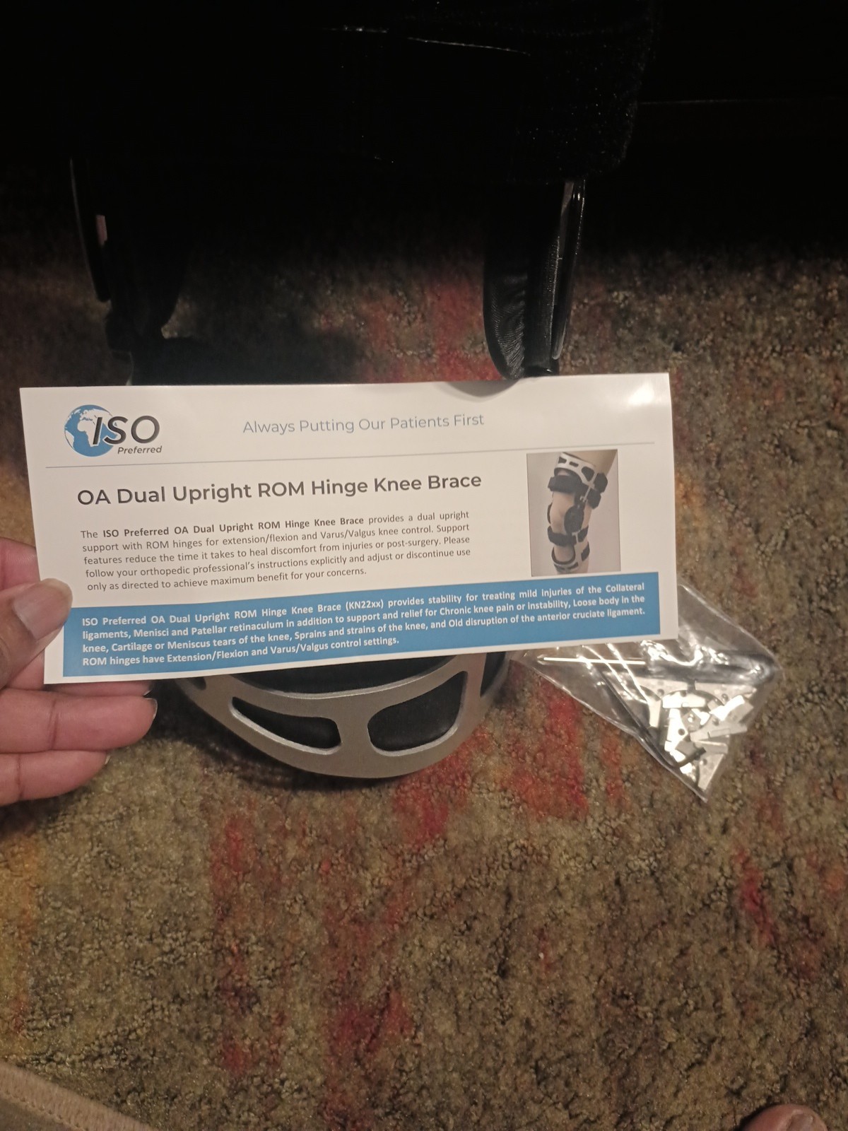 ISO Preferred OA Dual Upright ROM Hinge Knee Brace L/RT ISO-KN221L. NEW