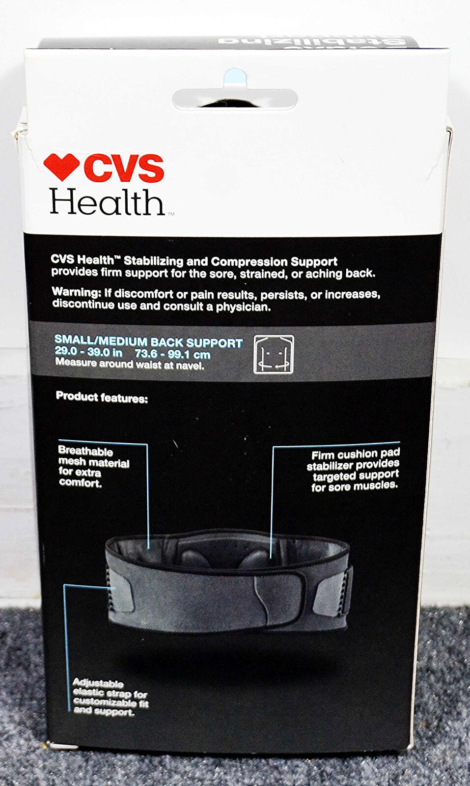 New CVS Deluxe Stablizing Support – Back – Small/Medium – Adjustable – Black