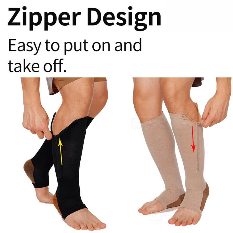 Copper Closed Toe Compression Socks Leg Calf Ankle Support Men Women S-XL
