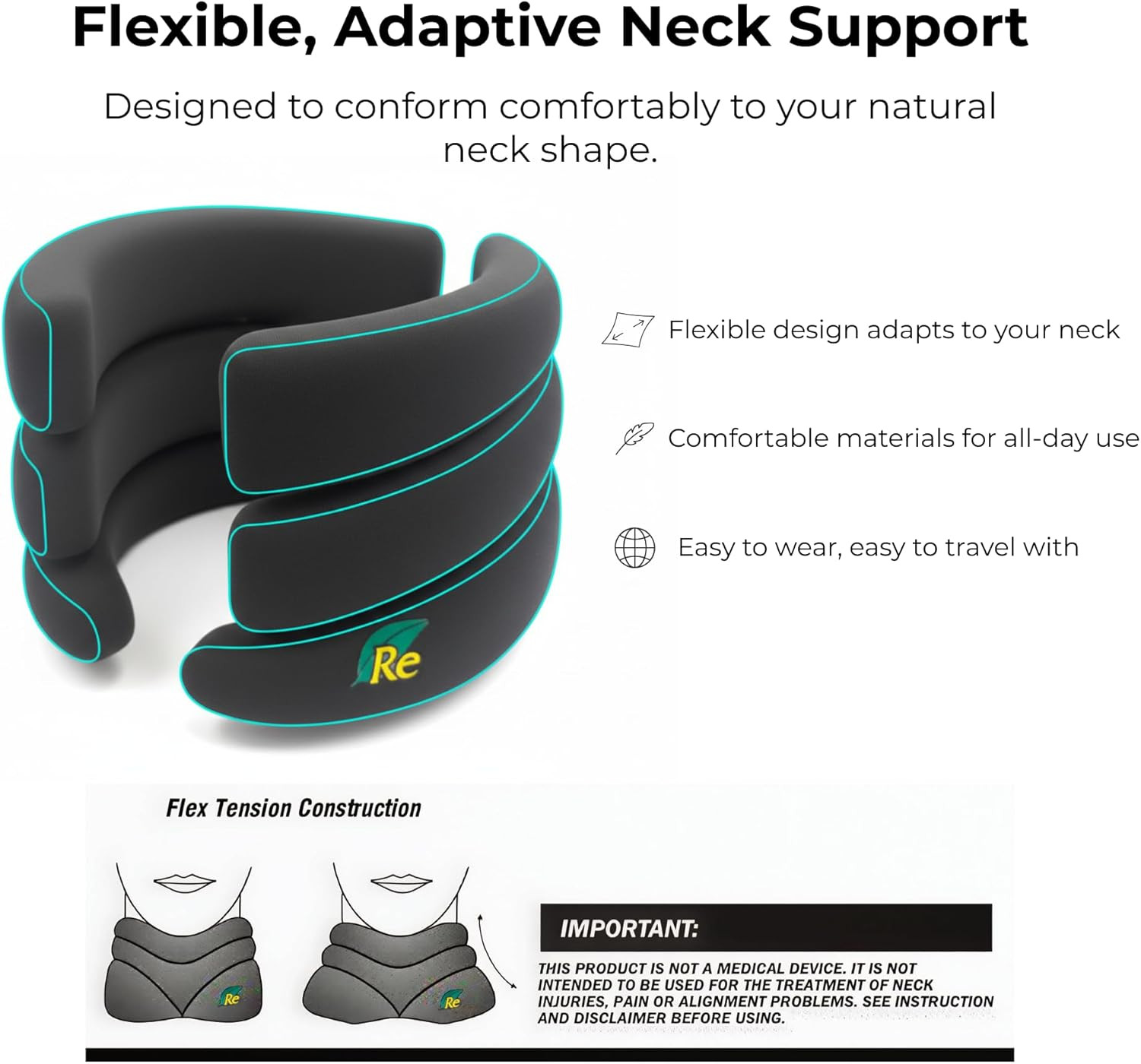 Releaf® Neck Rest – Soft Neck Brace for Neck Pain and Support, Comfortable Neck