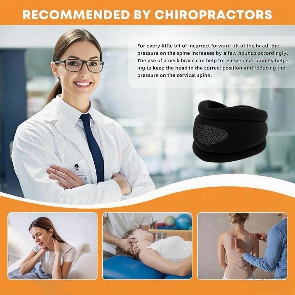Neck Brace for Sleeping Cervical Collar Relief Pain and Support Black