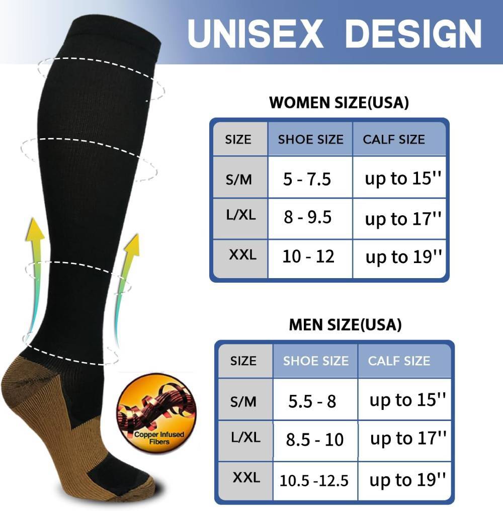Compression Socks Stockings Women Men Knee High Medical Pain Relief 15-20mmHg