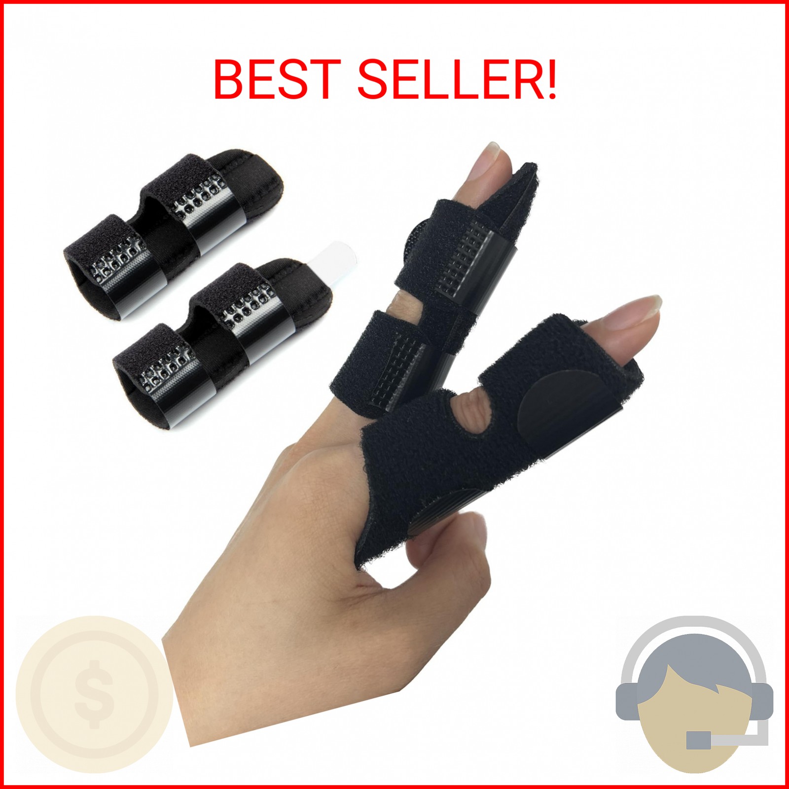 Consss 2 Pack Adjustable Trigger Finger Splints, Support for Arthritis, Tendonit